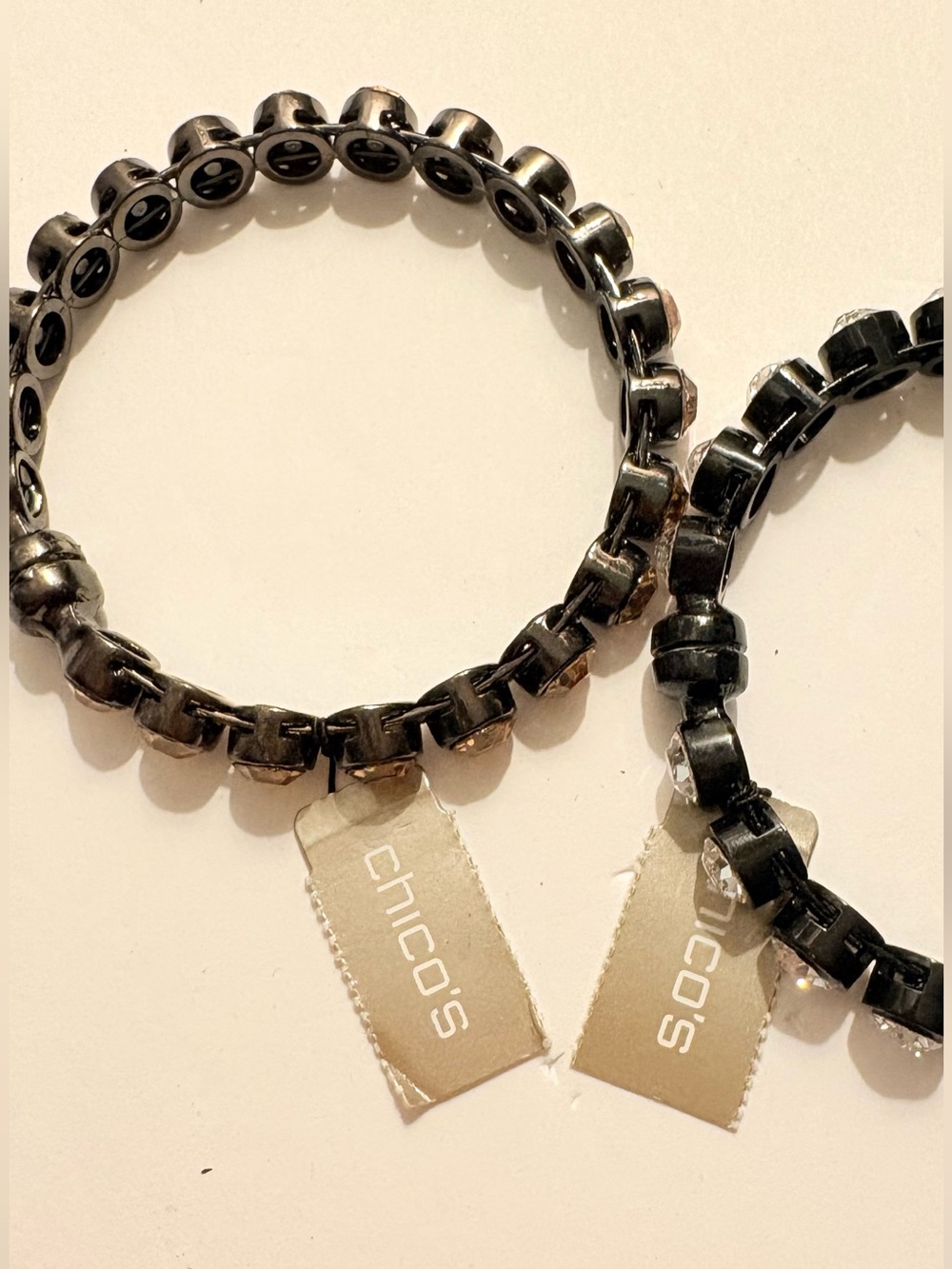 Chico's Black and Gunmetal Stretch Bracelet Set